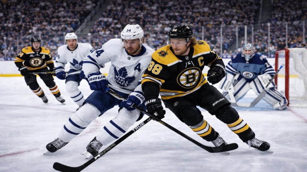 Live NHL hockey match action in Canada